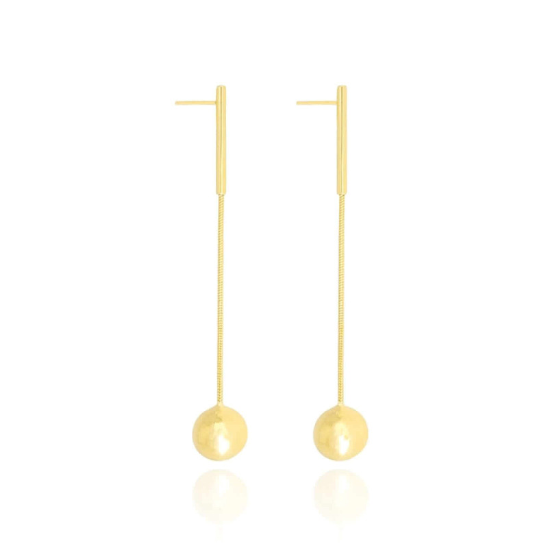 Brinco Rabo de Rato Bola Lisa Banhado a Ouro 18K