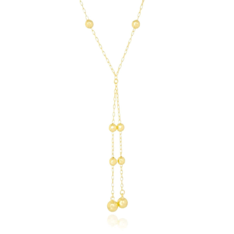 Gargantilha Gravata Bolas Banhado a Ouro 18K