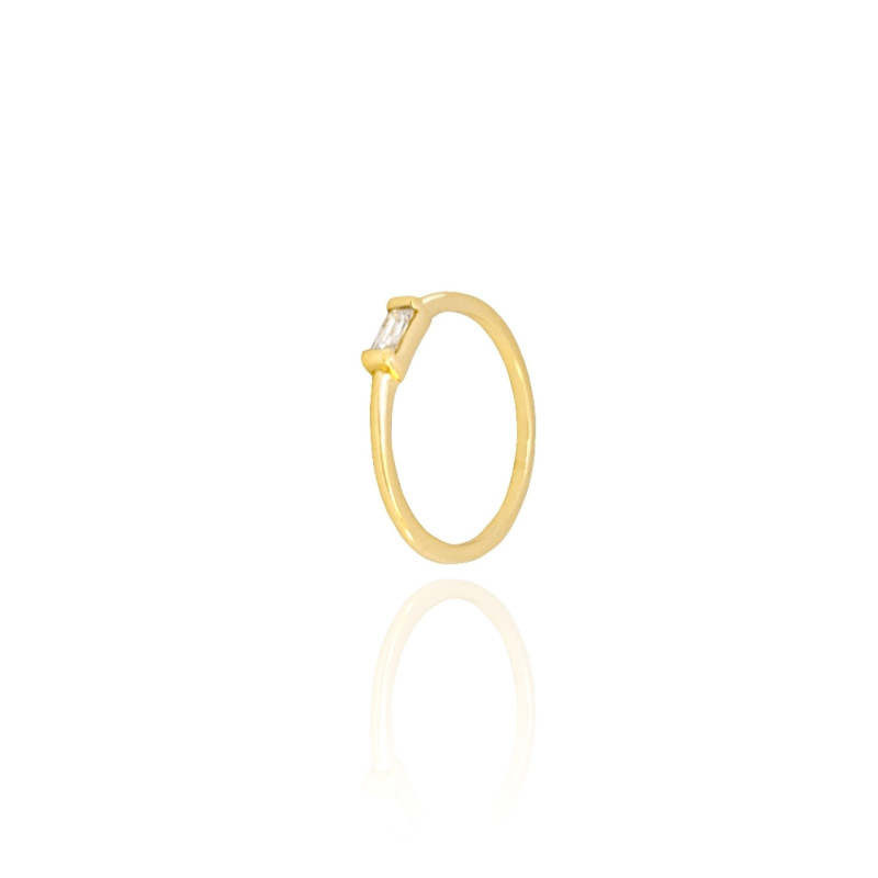 Anel Baguete Cristal Tamanho 13 Banhado a Ouro 18K