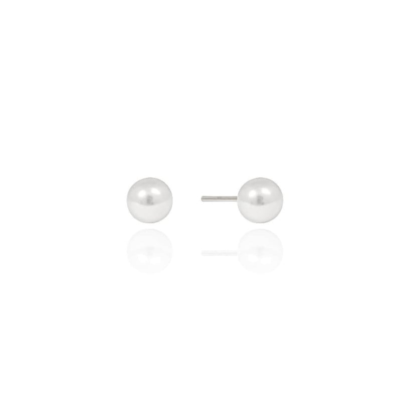 Brinco Pérola Modelo Shell 6 mm Ródio Branco