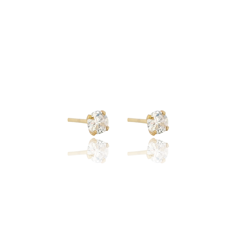 Brinco Ponto de Luz Zircônia 4 mm Banhado a Ouro 18K