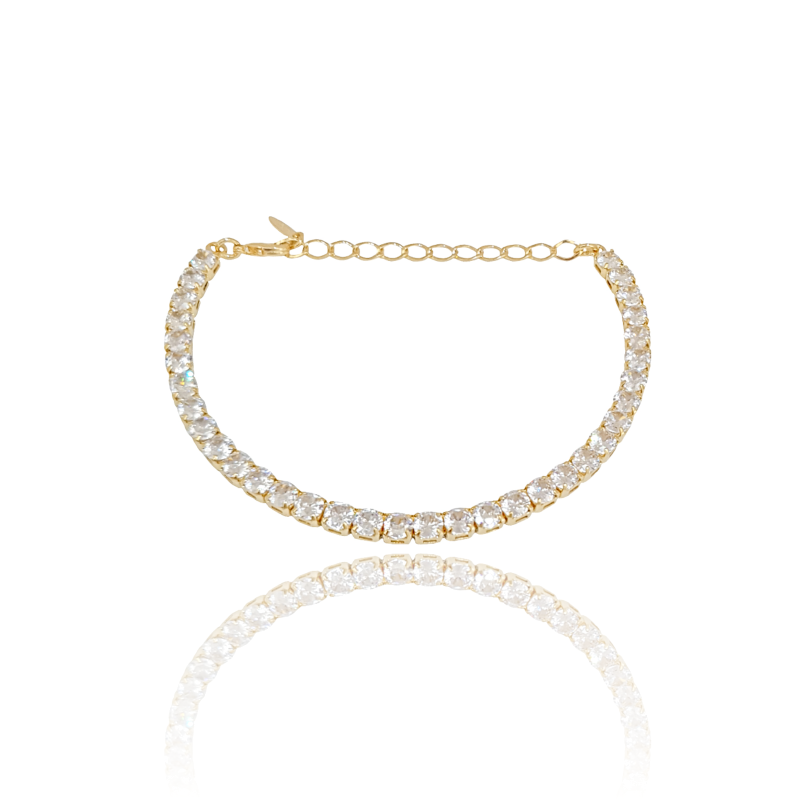 Pulseira Riviera Cristal Banhado a Ouro 18K