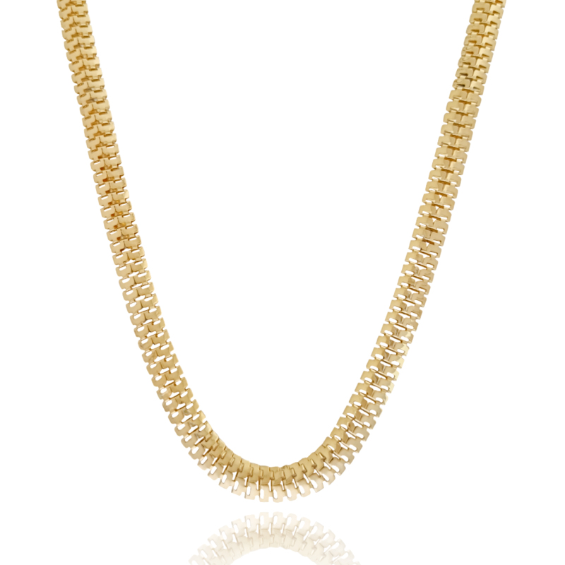 Gargantilha Achatada Oca 8 mm Banhado a Ouro 18K