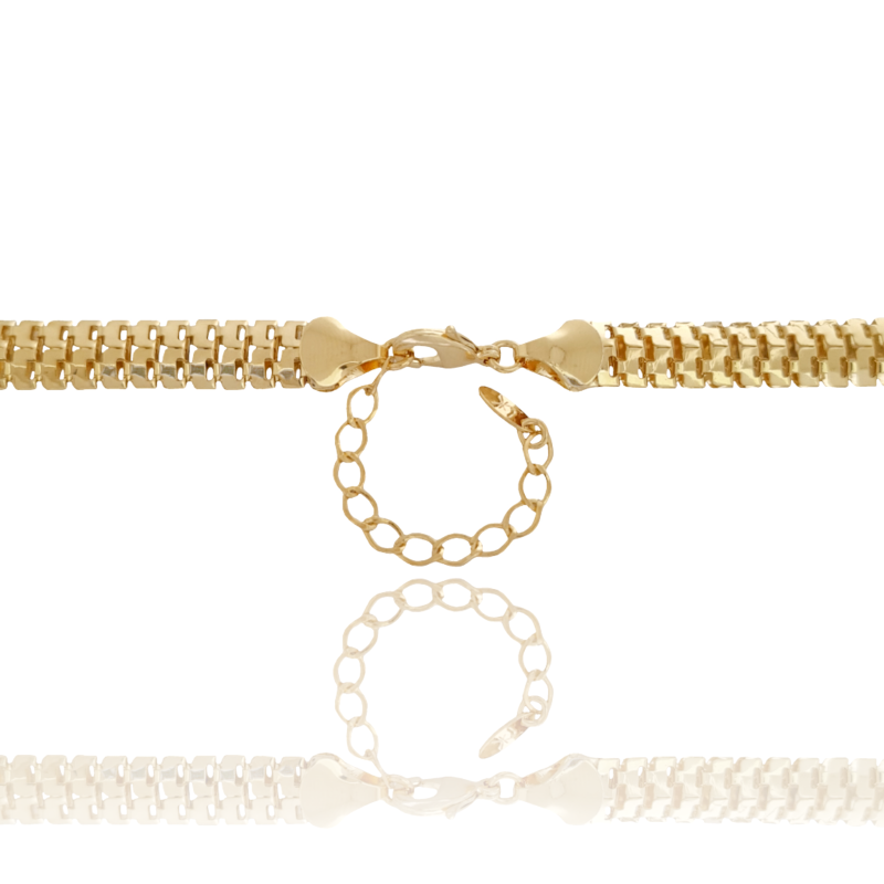Gargantilha Achatada Oca 8 mm Banhado a Ouro 18K
