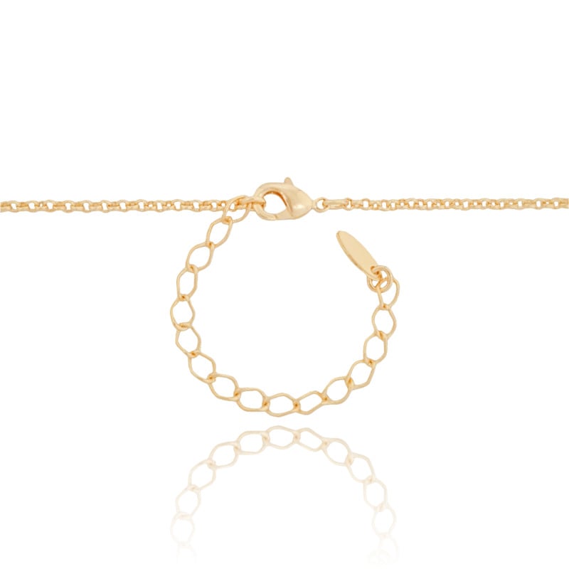 Gargantilha Infantil Pingente Bala Rosa Leitoso Cristal Banhado a Ouro 18K