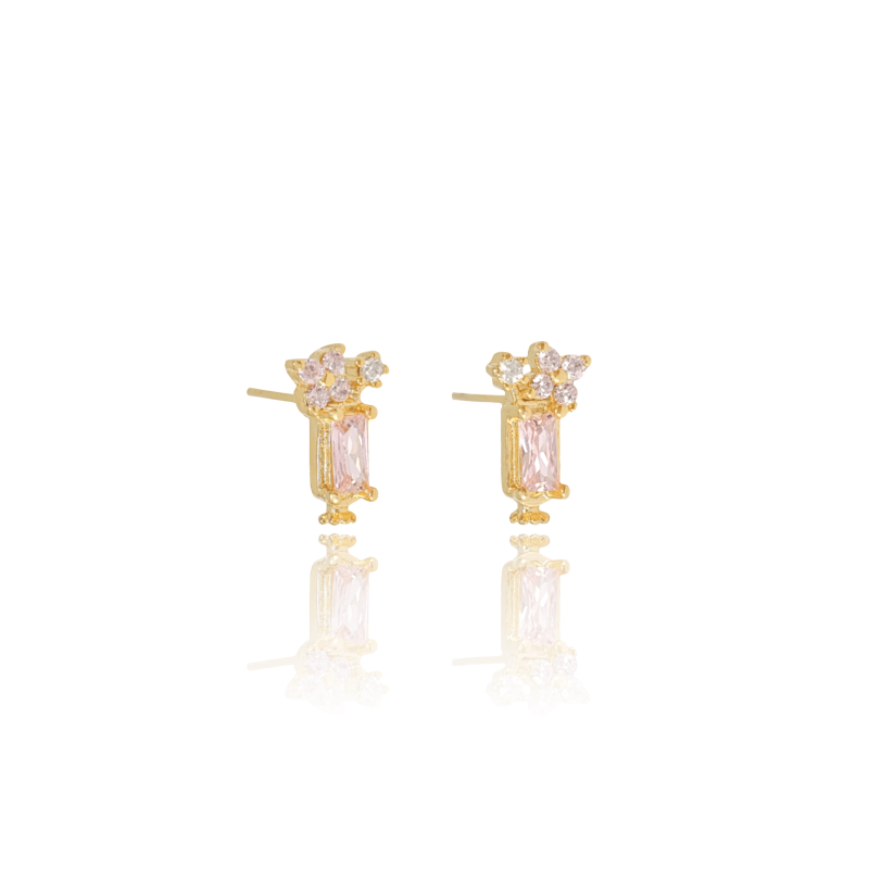 Brinco Infantil Milk Shake Cristal Banhado a Ouro 18K