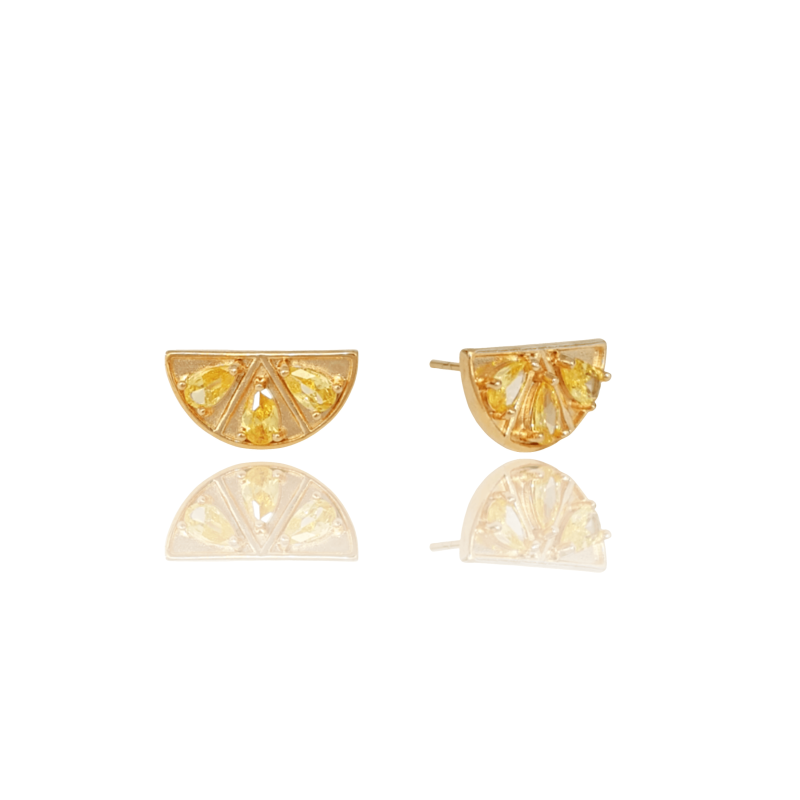 Brinco Laranja Citrino Banhado a Ouro 18K