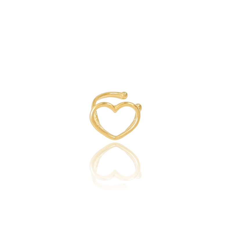 Piercing Coração Vazado Banhado a Ouro 18K