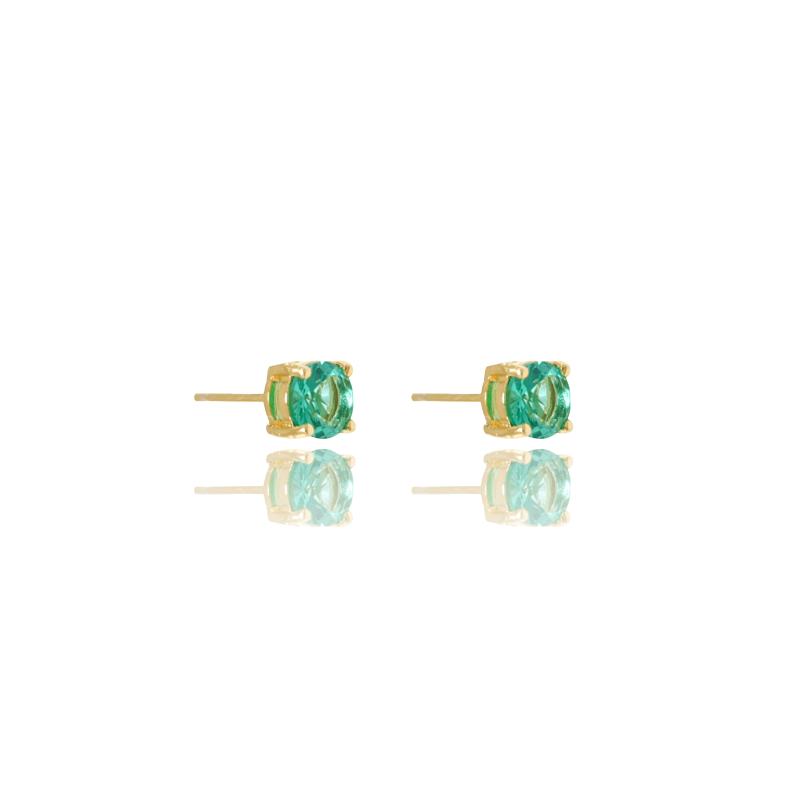 Brinco Ponto de Luz Turmalina 5 mm Banhado a Ouro 18K