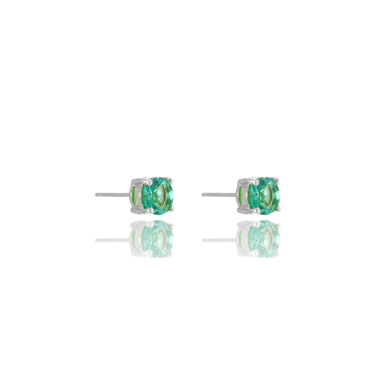 Brinco Ponto de Luz Turmalina 5 mm Ródio Branco