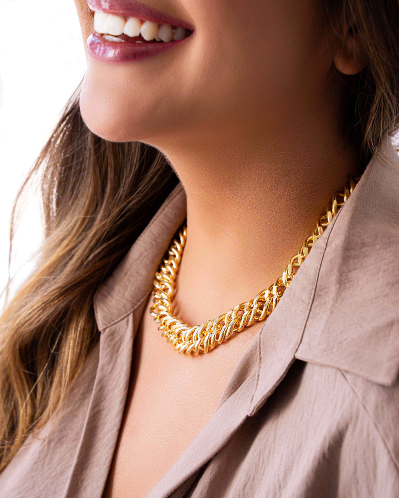 Gargantilha Choker Elos Grumet Banhado a Ouro 18K
