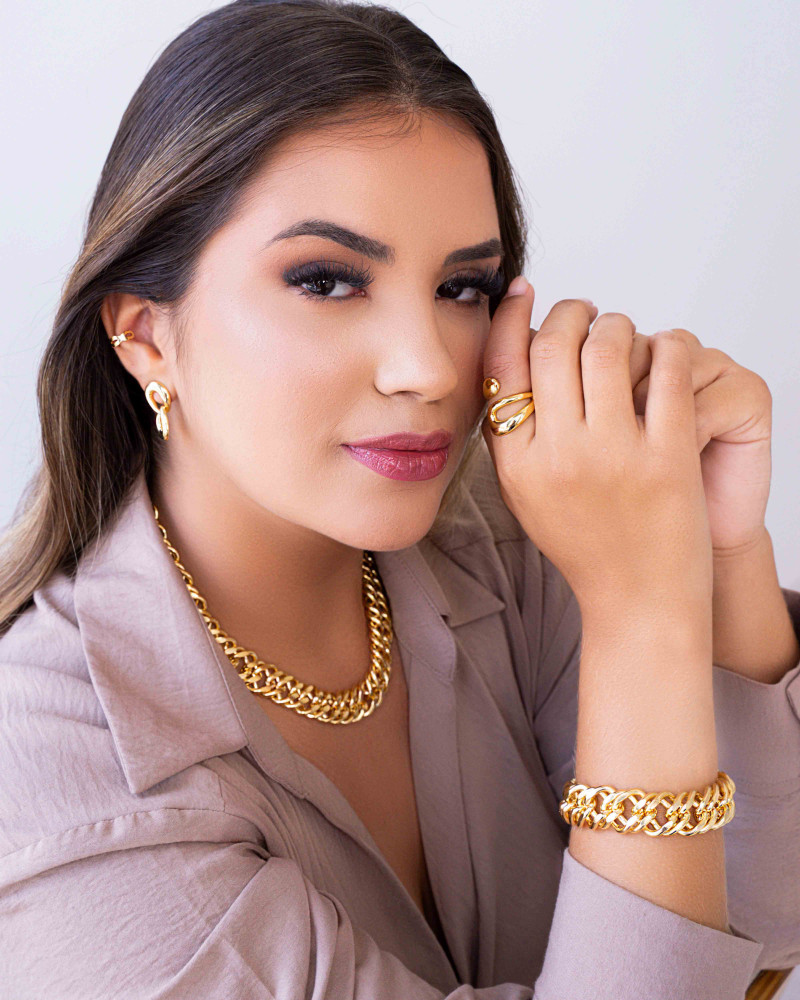 Gargantilha Choker Elos Grumet Banhado a Ouro 18K