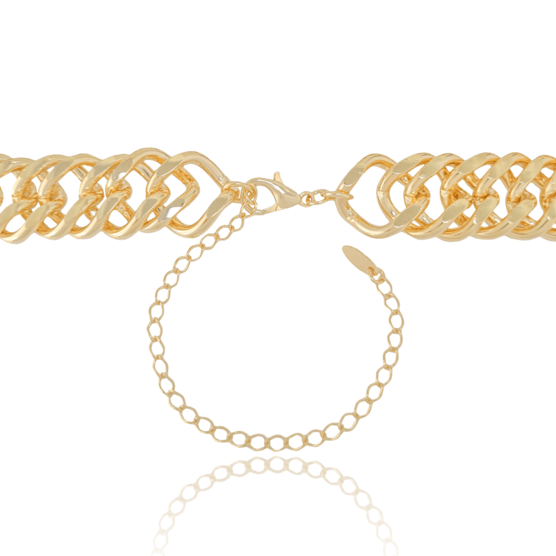 Gargantilha Choker Elos Grumet Banhado a Ouro 18K