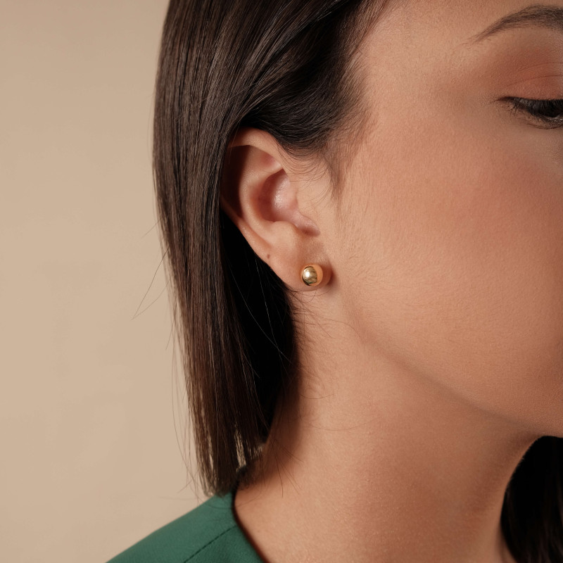 Brinco Bolinha Lisa 8 MM Banhado a Ouro 18K