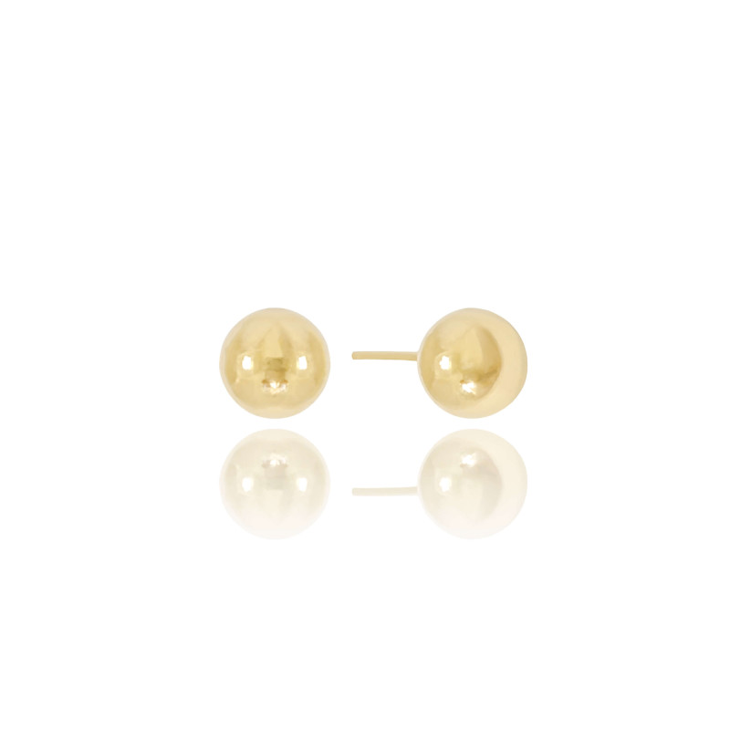 Brinco Bolinha Lisa 8 MM Banhado a Ouro 18K