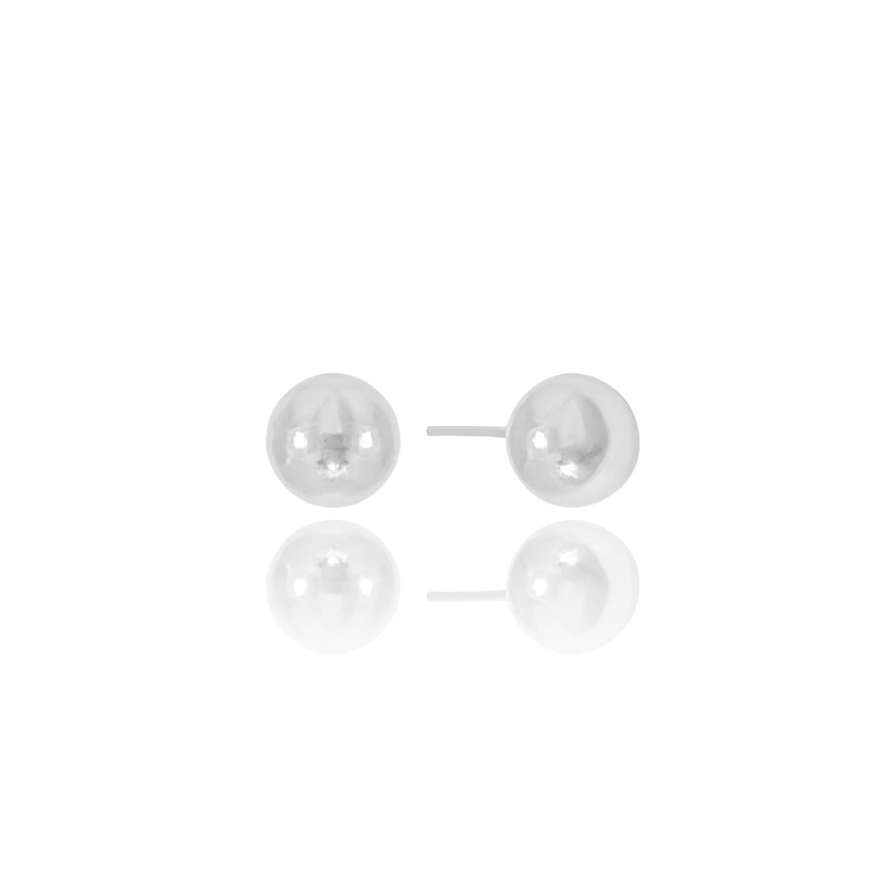 Brinco Bolinha Lisa 8 MM Ródio Branco