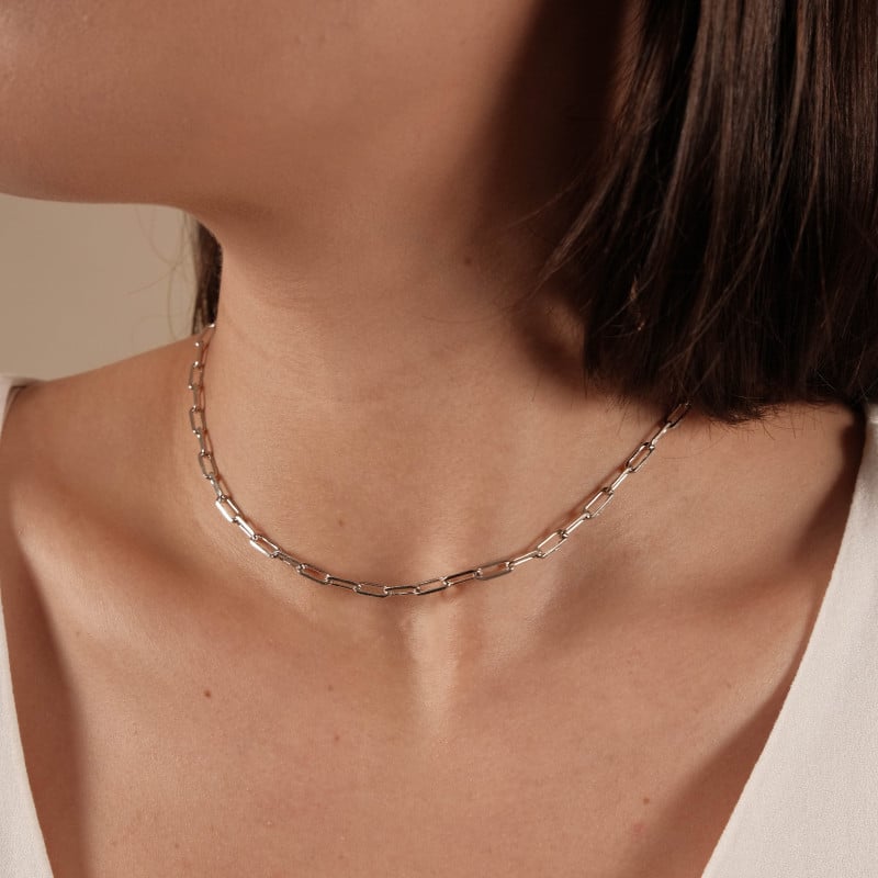 Choker Elos Ródio Branco