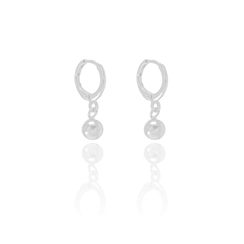 Brinco Argola Bolinha Lisa Ródio Branco