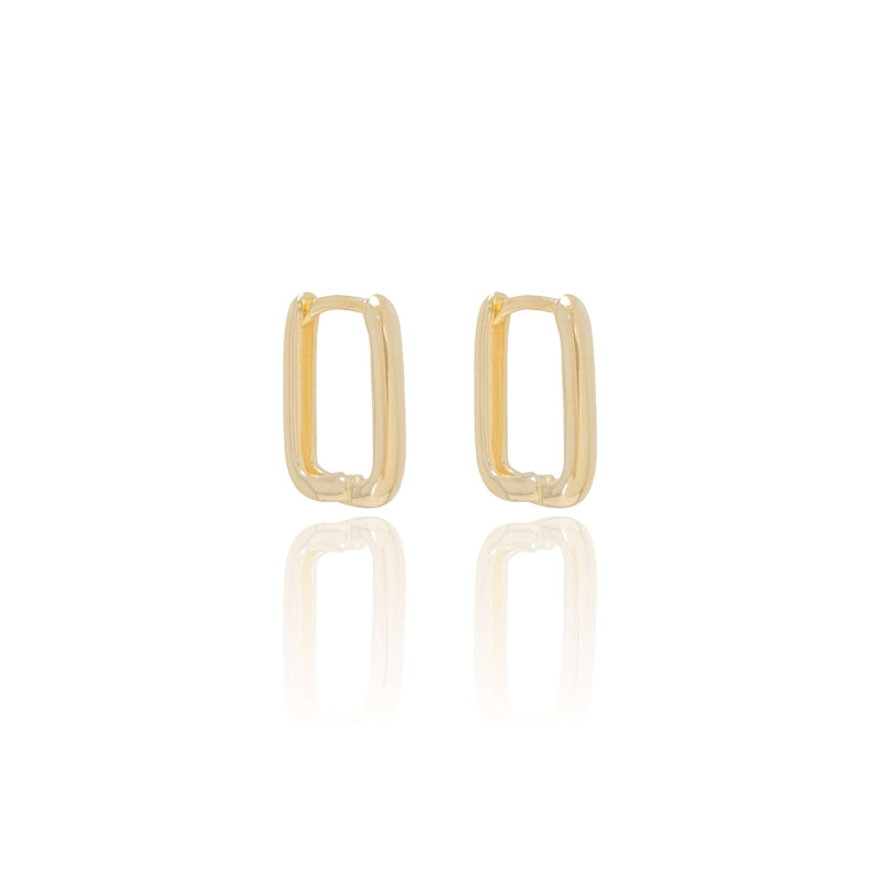 Brinco Argola Retangular Tamanho G Banhado a Ouro 18K