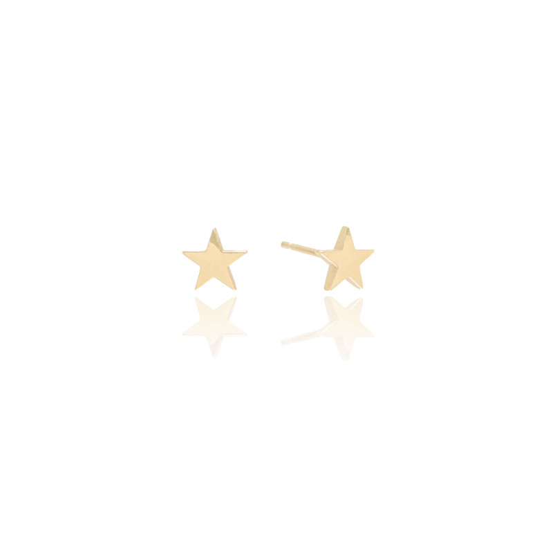 Brinco Estrela Lisa Banhado a Ouro 18K