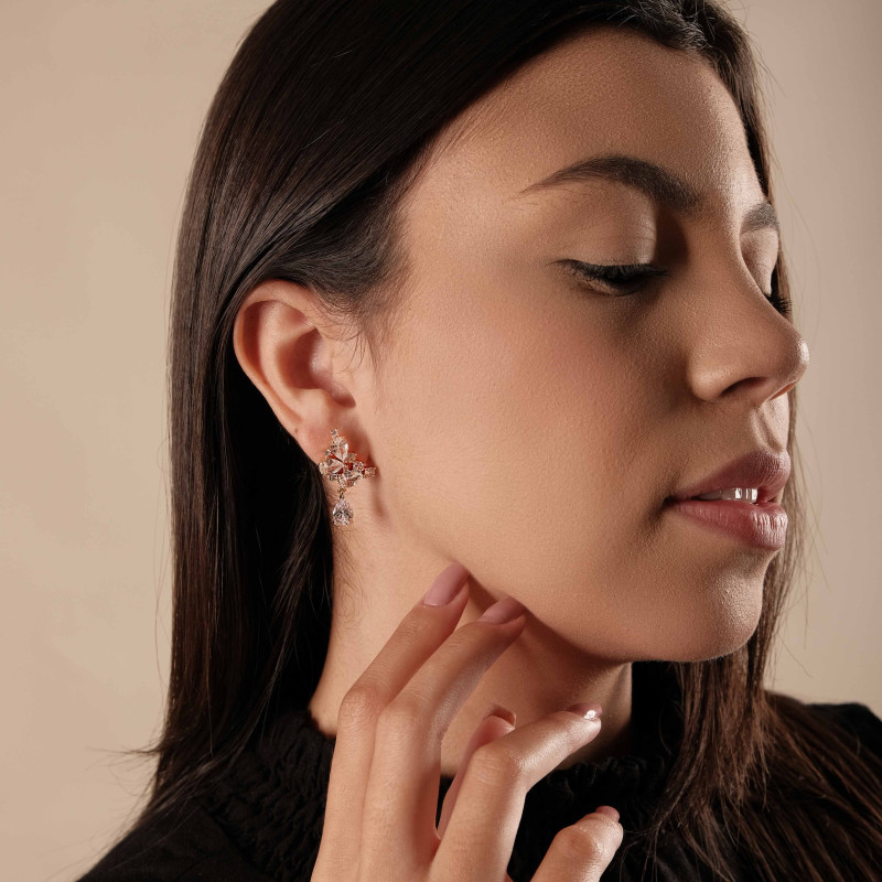 Ear Cuff Gotas Zircõnia Banhado a Ouro 18K