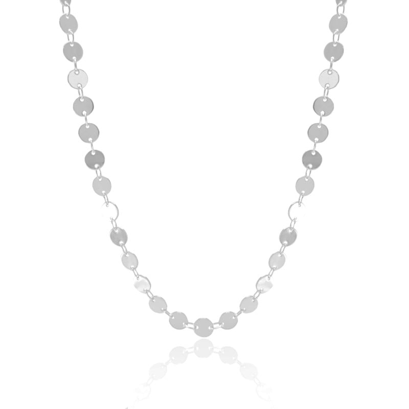 Choker Plaquinhas Flat Lisas Ródio Branco