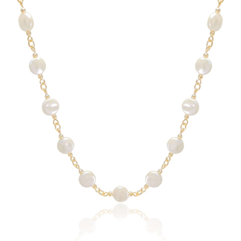 Choker Pérolas Achatadas Banhado a Ouro 18K