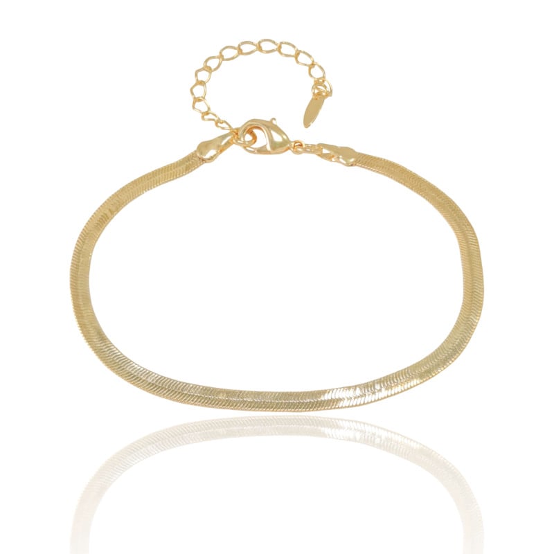 Pulseira Malha Fita 3 mm Banhado a Ouro 18K