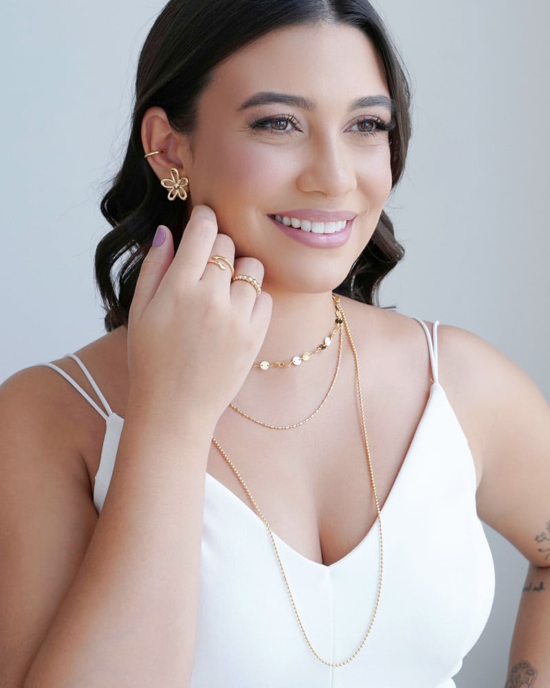 Gargantilha Longa Bolinhas 2 mm Banhado a Ouro 18K