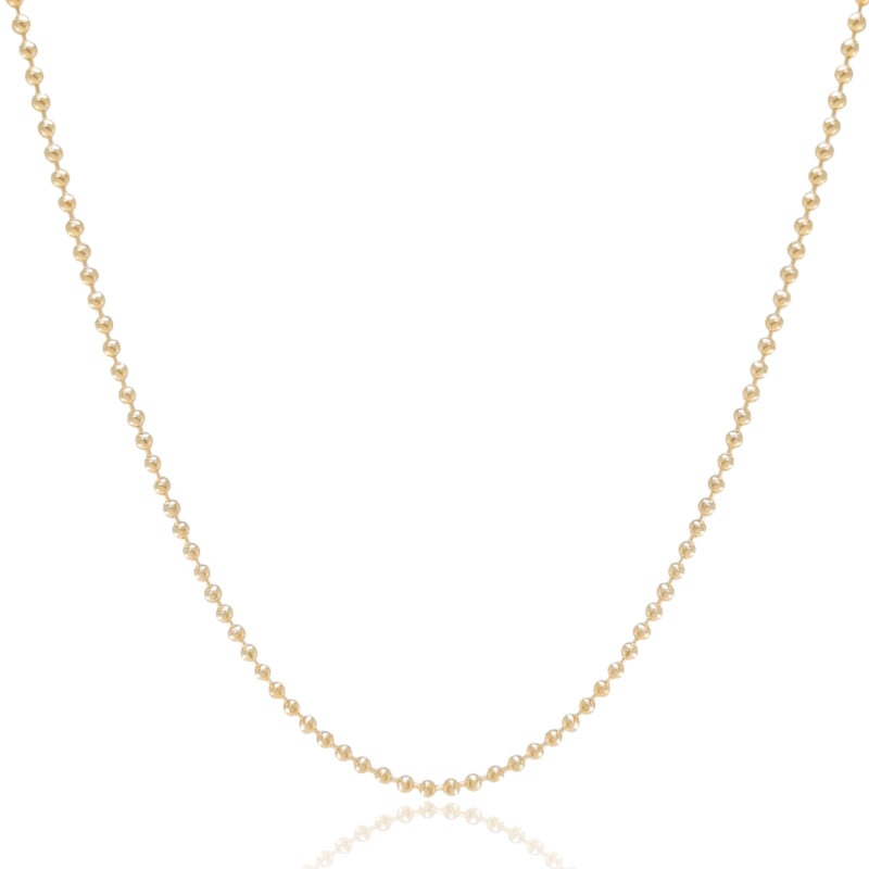 Gargantilha Longa Bolinhas 2 mm Banhado a Ouro 18K