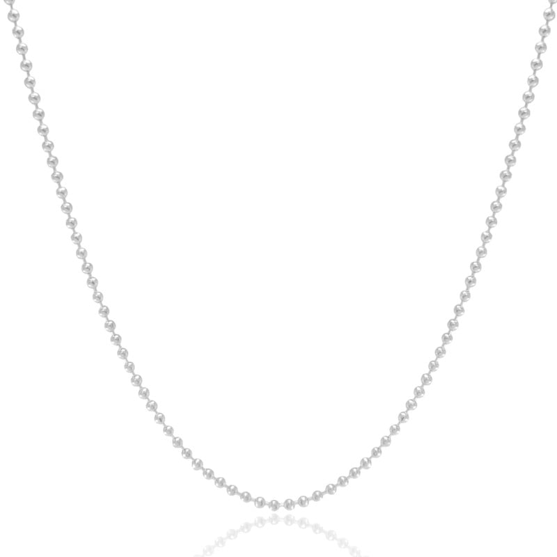 Gargantilha Longa Bolinhas 2 mm Ródio Branco