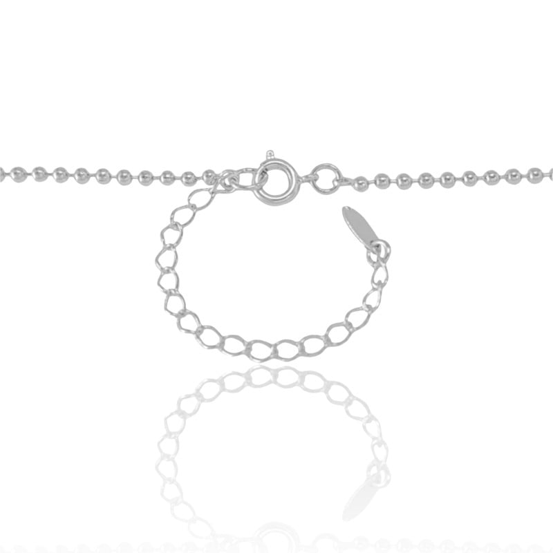 Gargantilha Longa Bolinhas 2 mm Ródio Branco