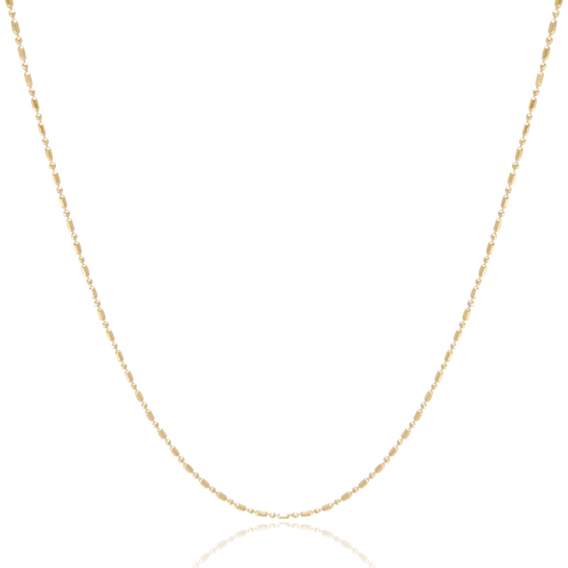 Gargantilha Longa Canutilhos e Bolinhas Banhado a Ouro 18K