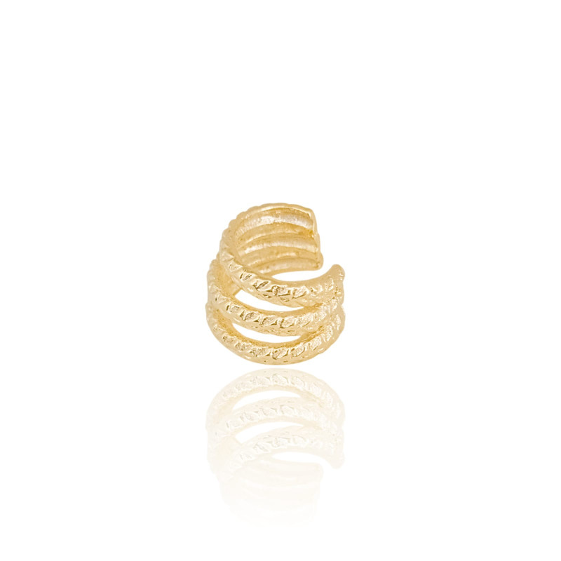 Piercing Três Filetes Detalhes Banhado a Ouro 18K