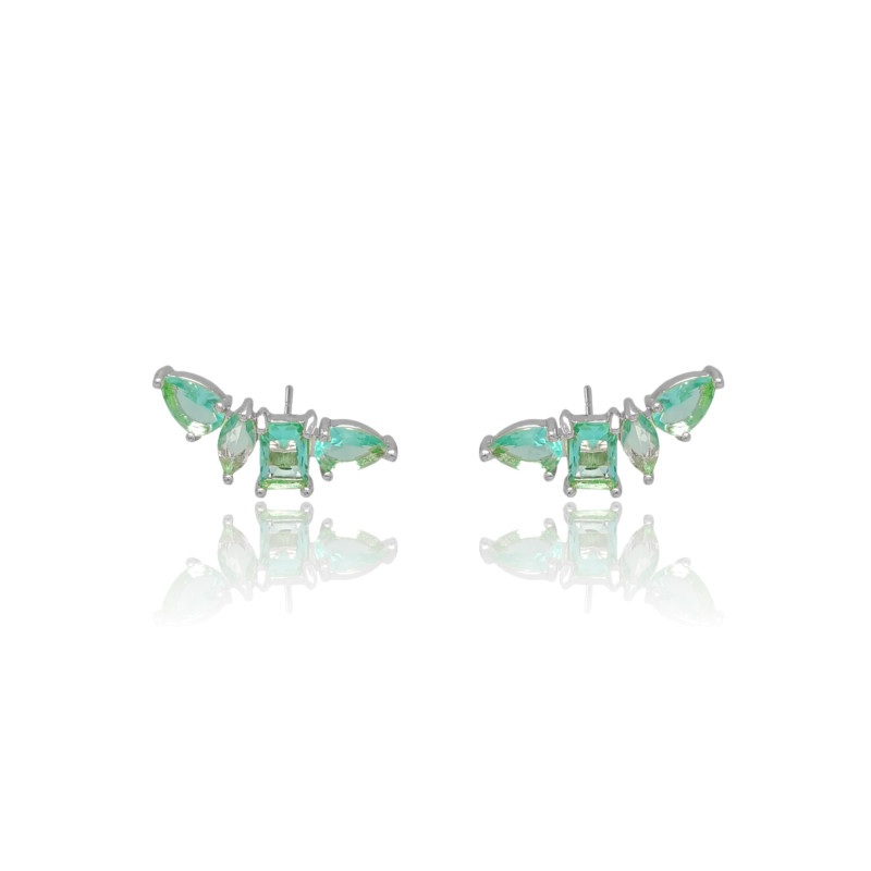 Ear Cuff Turmalina Ródio Branco