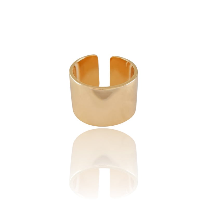 Anel Liso 13mm Tamanho 16 Banhado a Ouro 18K