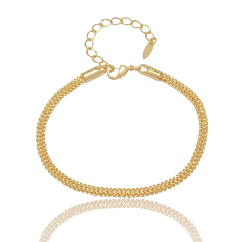 Pulseira Trançada Oca 3mm Banhado a Ouro 18K