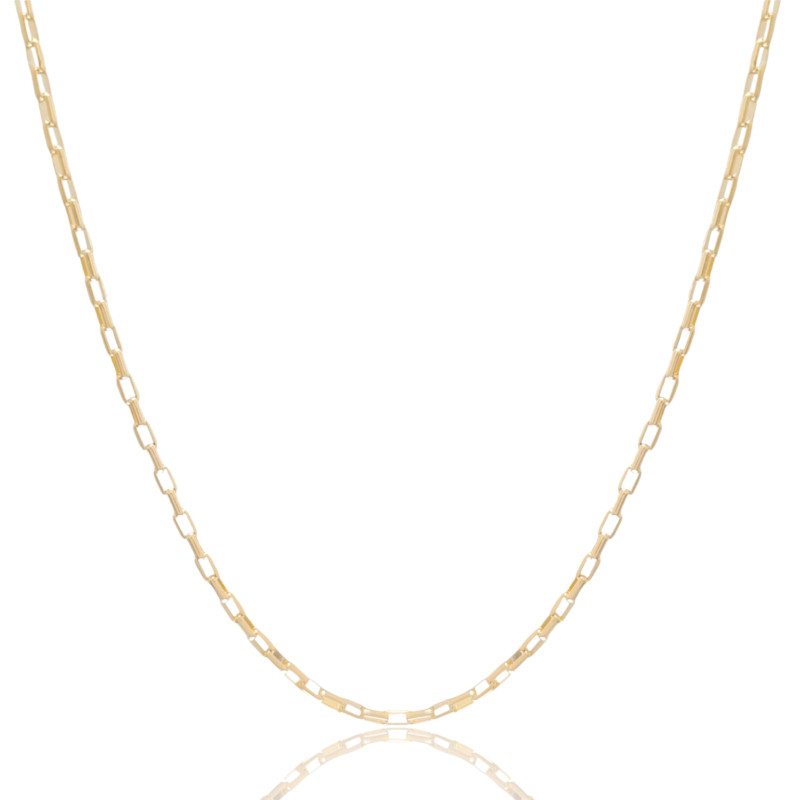 Gargantilha Elos Retos 2 mm Banhado a Ouro 18K - 45 cm