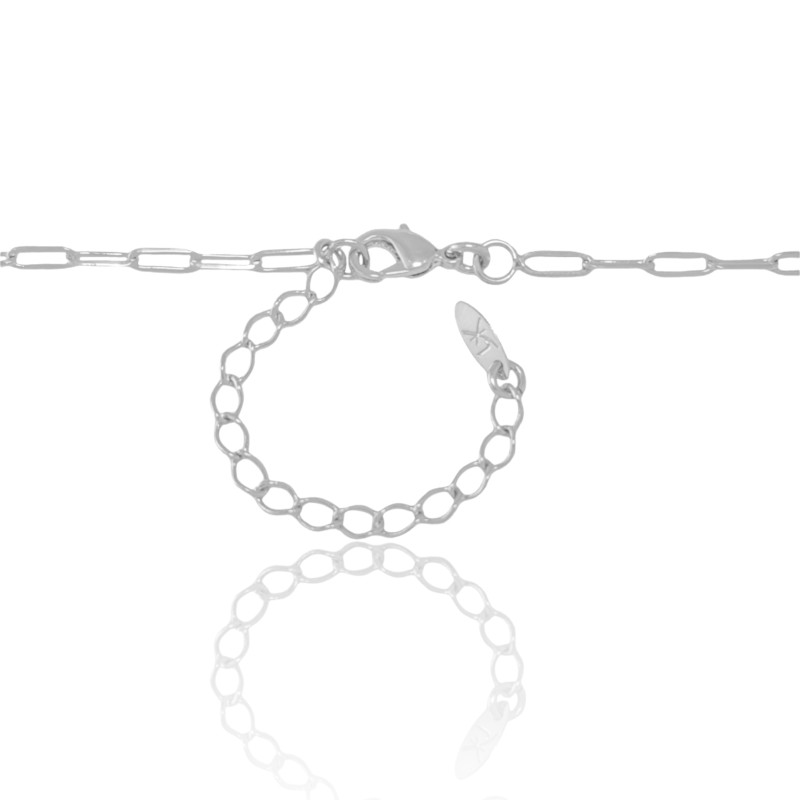 Gargantilha Longa Elos Finos Ovais 2mm Ródio Branco
