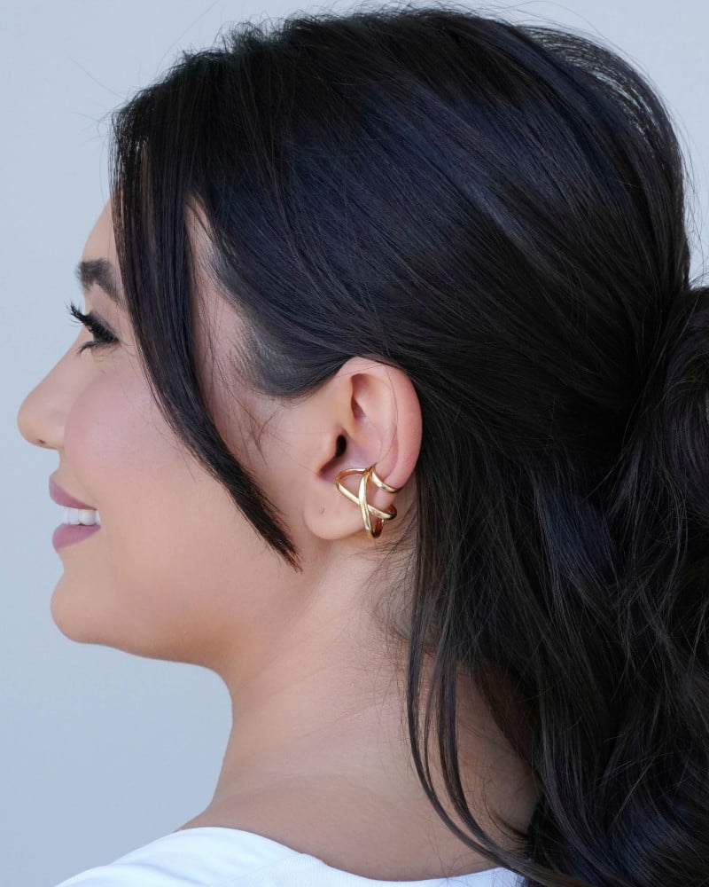 Piercing em X Liso Banhado a Ouro 18K