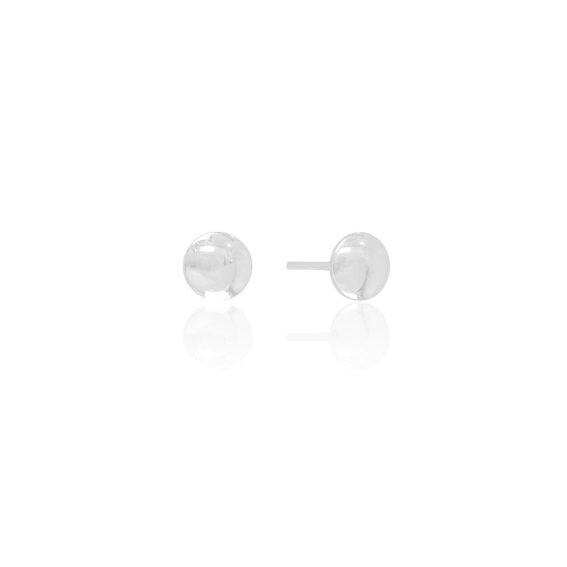 Brinco Redondo Achatado 6mm Ródio Branco