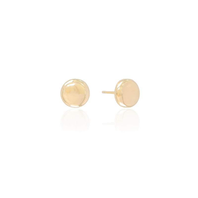 Brinco Redondo Achatado Liso 8 mm Banhado a Ouro 18K