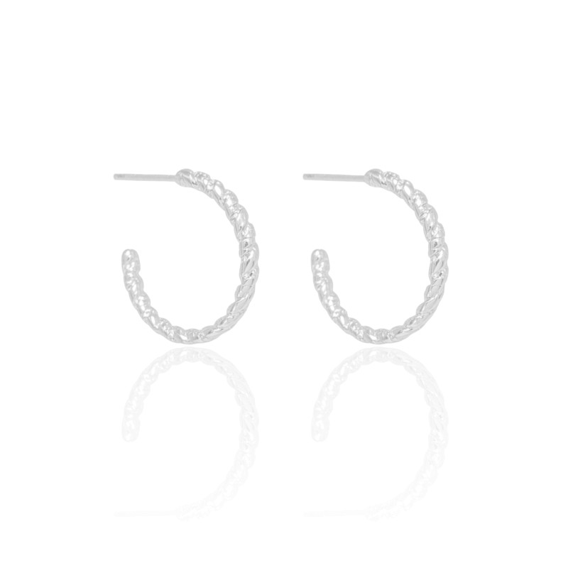 Brinco Argola Torcida 2 cm Ródio Branco