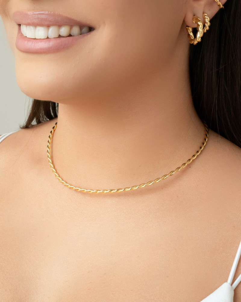 Aro Torcido 3mm Banhado a Ouro 18K