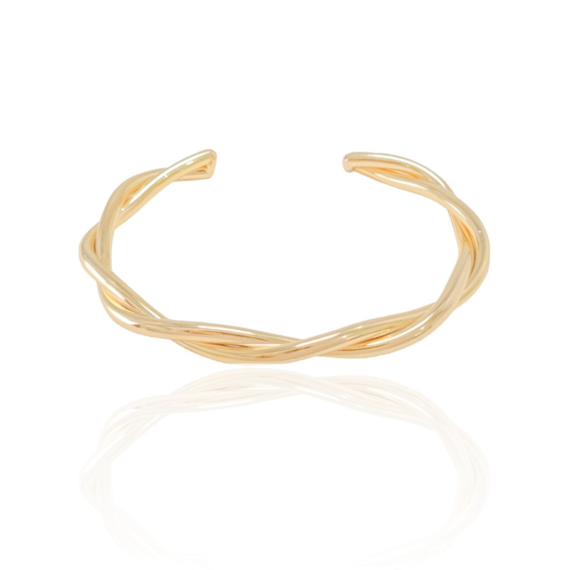 Bracelete Fios Entrelaçados Lisos 6 mm Banhado a Ouro 18K