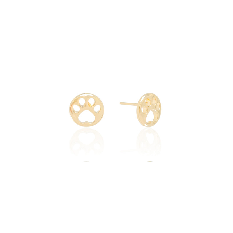 Brinco Pata Pet Liso Banhado a Ouro 18K