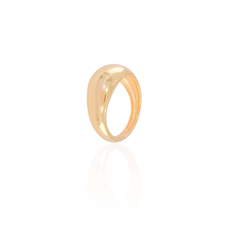Anel Liso Abaulado Tamanho 16 Banhado a Ouro 18K