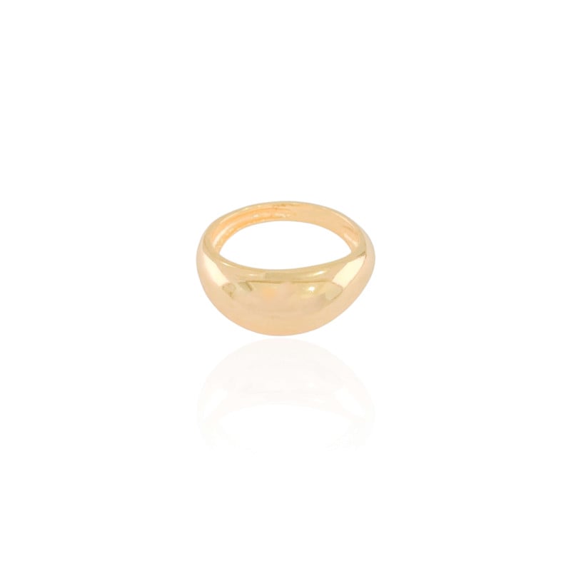 Anel Liso Abaulado Tamanho 16 Banhado a Ouro 18K