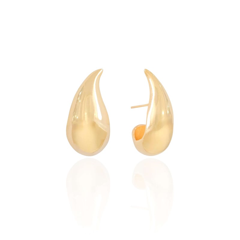 Brinco Gota Lisa 2.6 cm Banhado a Ouro 18K
