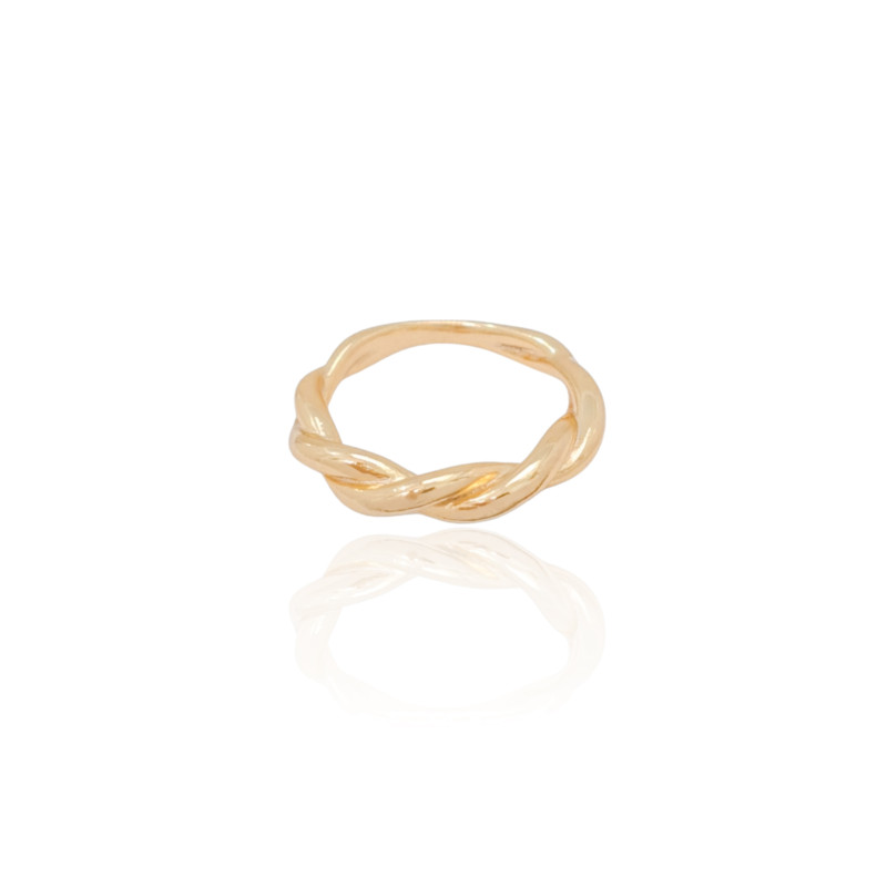 Anel Liso Torcido Tamanho 19 Banhado a Ouro 18K